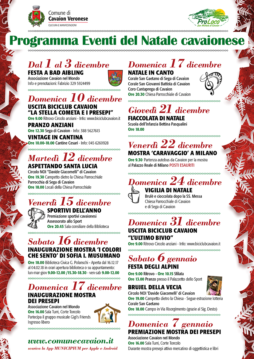 Programma eventi del natale cavaionese 2017-2018